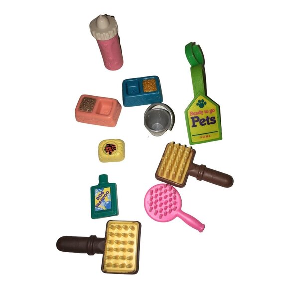 Vtg 1990s Littlest Pet Shop Accessory Lot 12 Dog Bowls Brushes Bucket & More - Picture 4 of 7